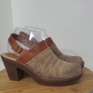 BORN Vidar Slingback Brown Suede Mule Women's Size 8